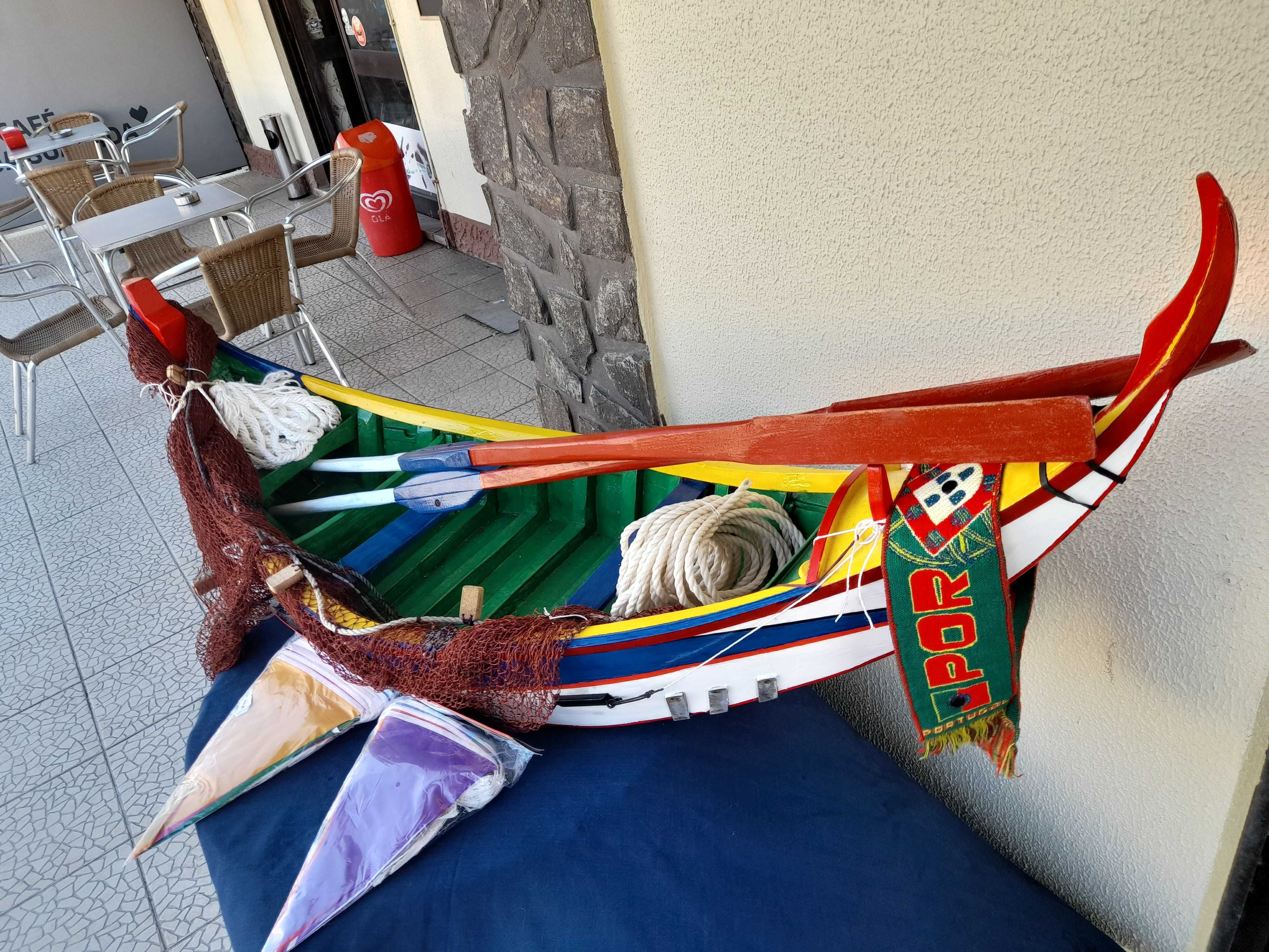 Replica Barco Arte Xávega coleção madeira artesanato pescador