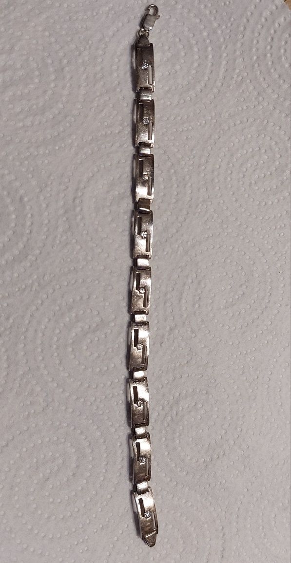 Bransoletka srebrna z cyrkoniami, 925, 20,5 cm