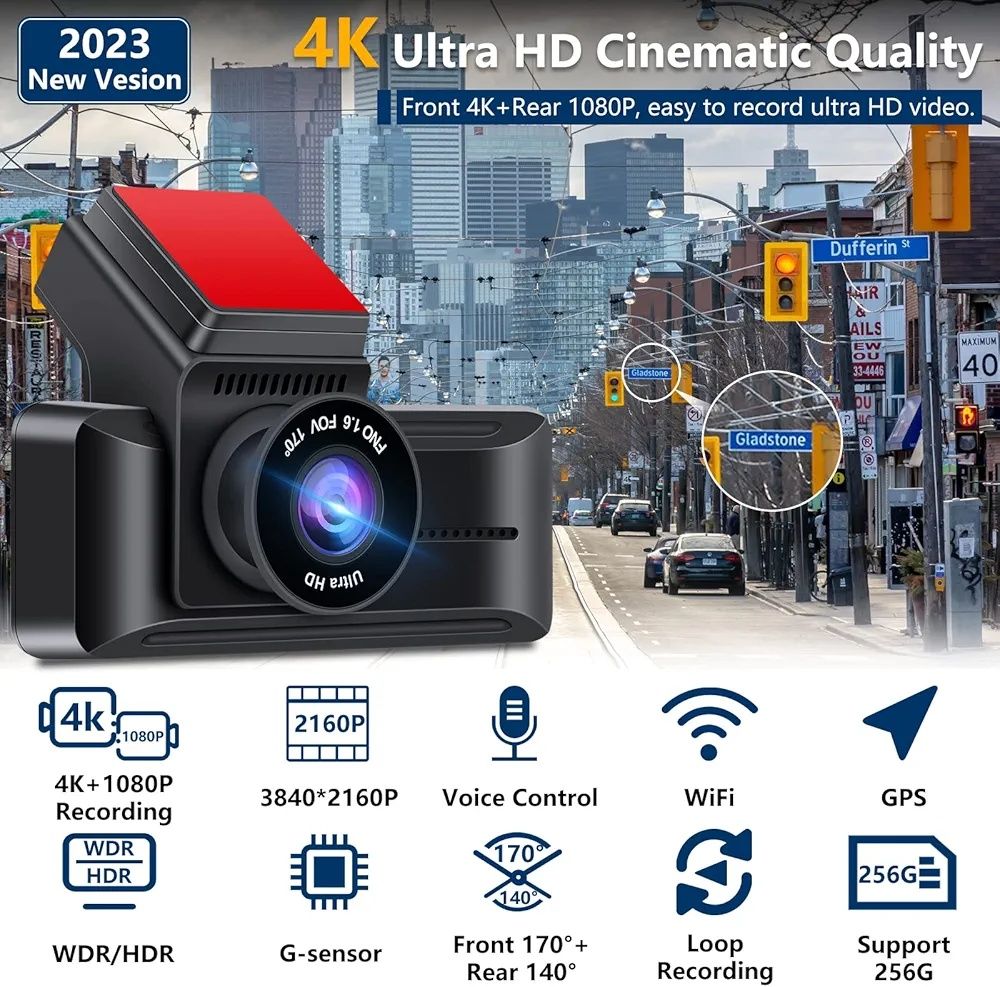 Kamera samochodowa 4K 3,18 cala IPS Dash Cam