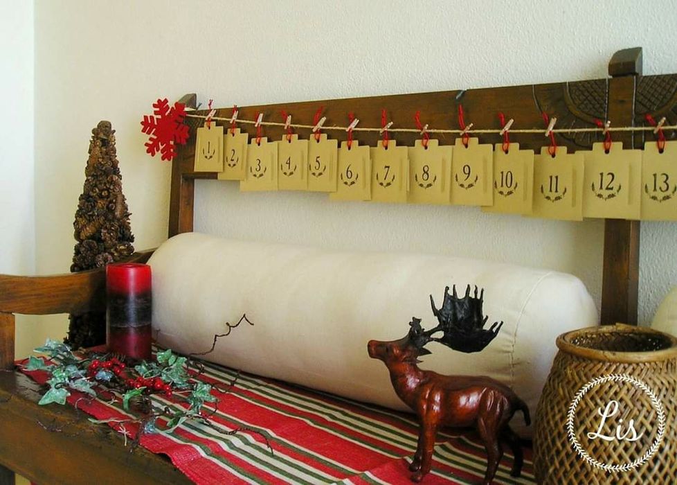 Calendário do Advento, 24 bolsas de papel,cada bolsa inclui 1 mensagem