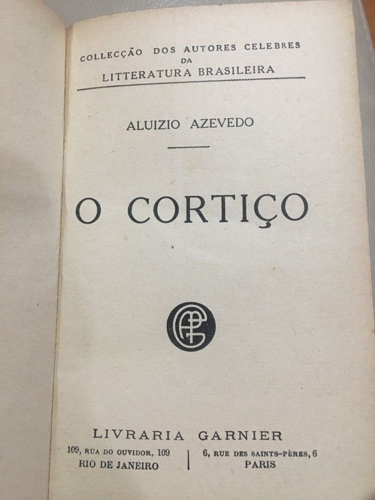 Livro “O cortiço” de Aluizio Azevedo de 1925