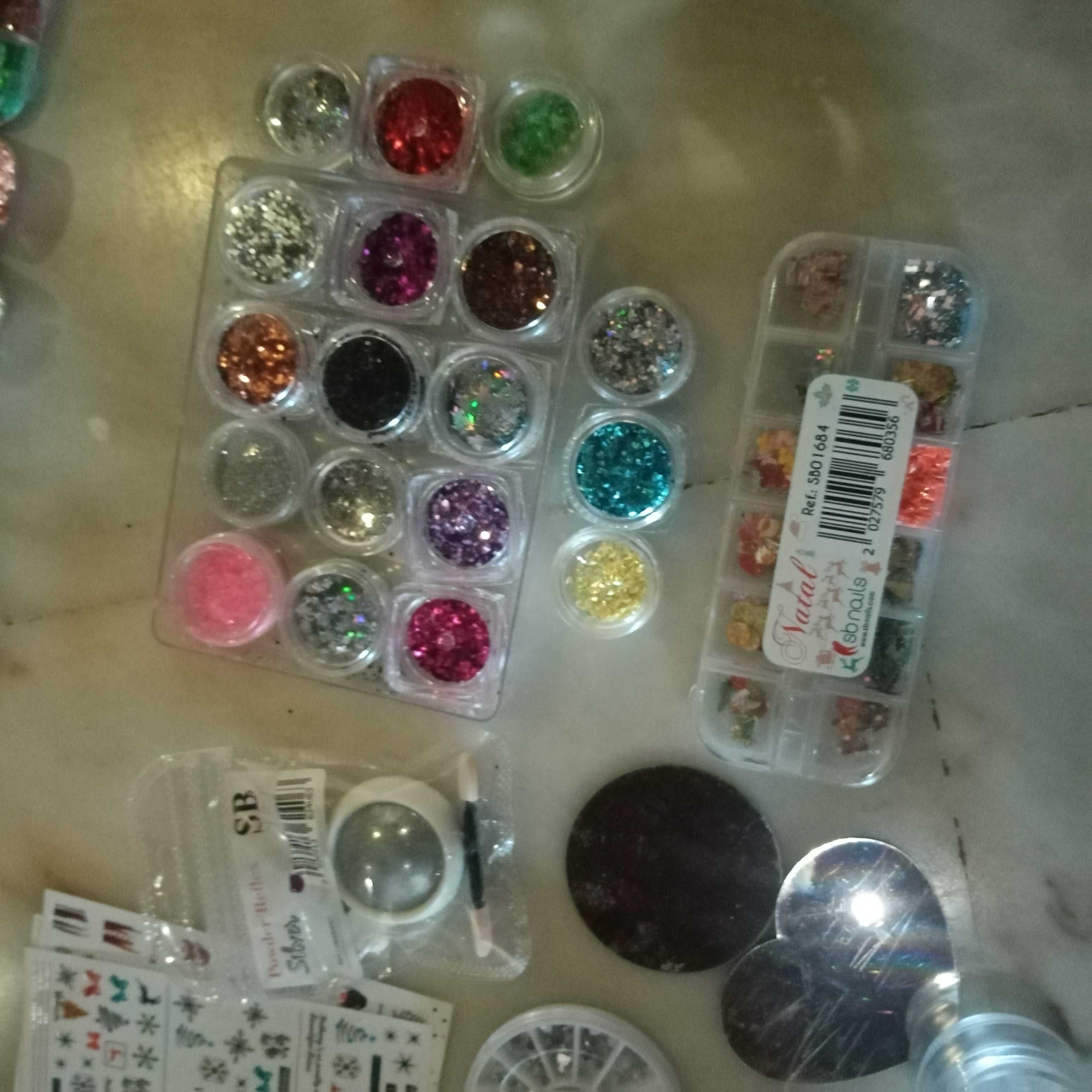 Kit de Nail art para unhas, Purpurinas, autolocantes, outros