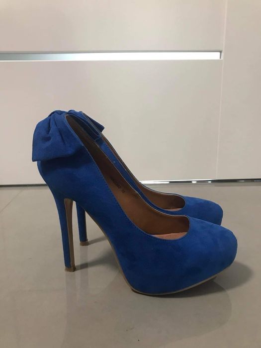 Szpilki wysoki obcas r.38 granatowe