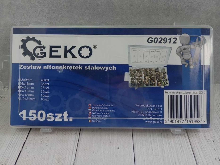 Набор резьбововых заклепок 150 Элементов M3-M10 Geko G02912