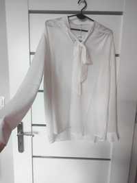 Piękna biała bluzka koszulowa, koszula z wiązaniem rozm. 44, XXL