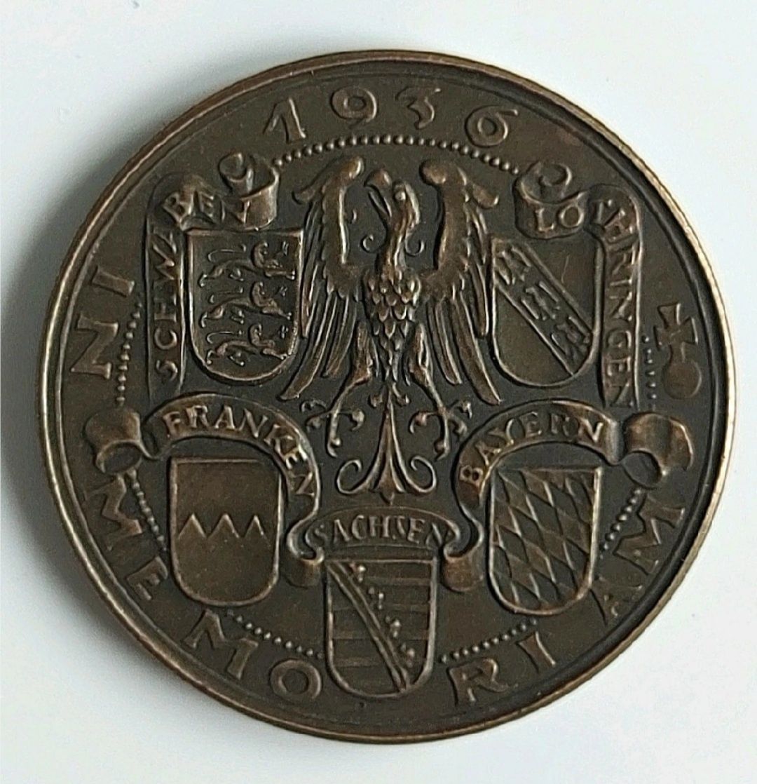 Medal pamiątkowy HEIN RICVS I REX 1936 Brąz.