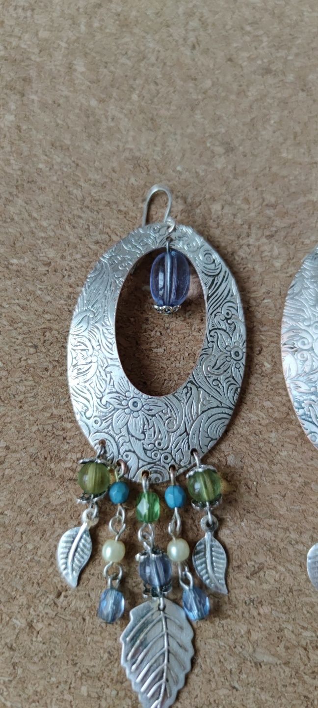 Kolczyki w kolorze srebrnym wiszące hippie boho etno style