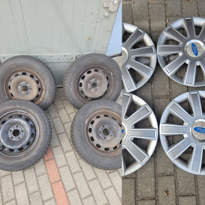 Felgi stalowe r15 5x108, kołpaki ford, opony Bridgestone. Koła Ford