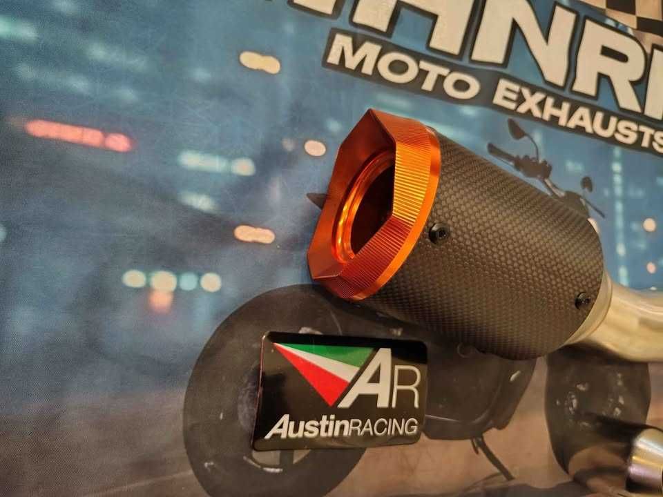 AUSTIN RACING -ponteira escape motoXS- preto carbono e carbono orange