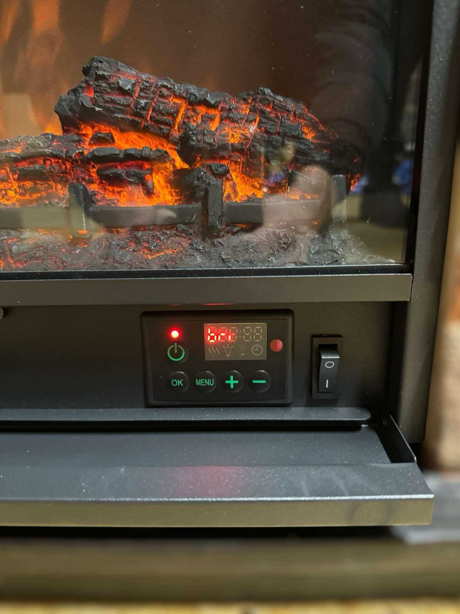 Kominek Elektryczny Stojący Efekt Płomienia LED 3D Funkcja Ogrzewania