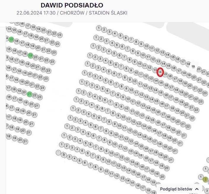 1 bilet blisko VIP Dawid Podsiadło Chorzów 22.06.2024 strefa 14D