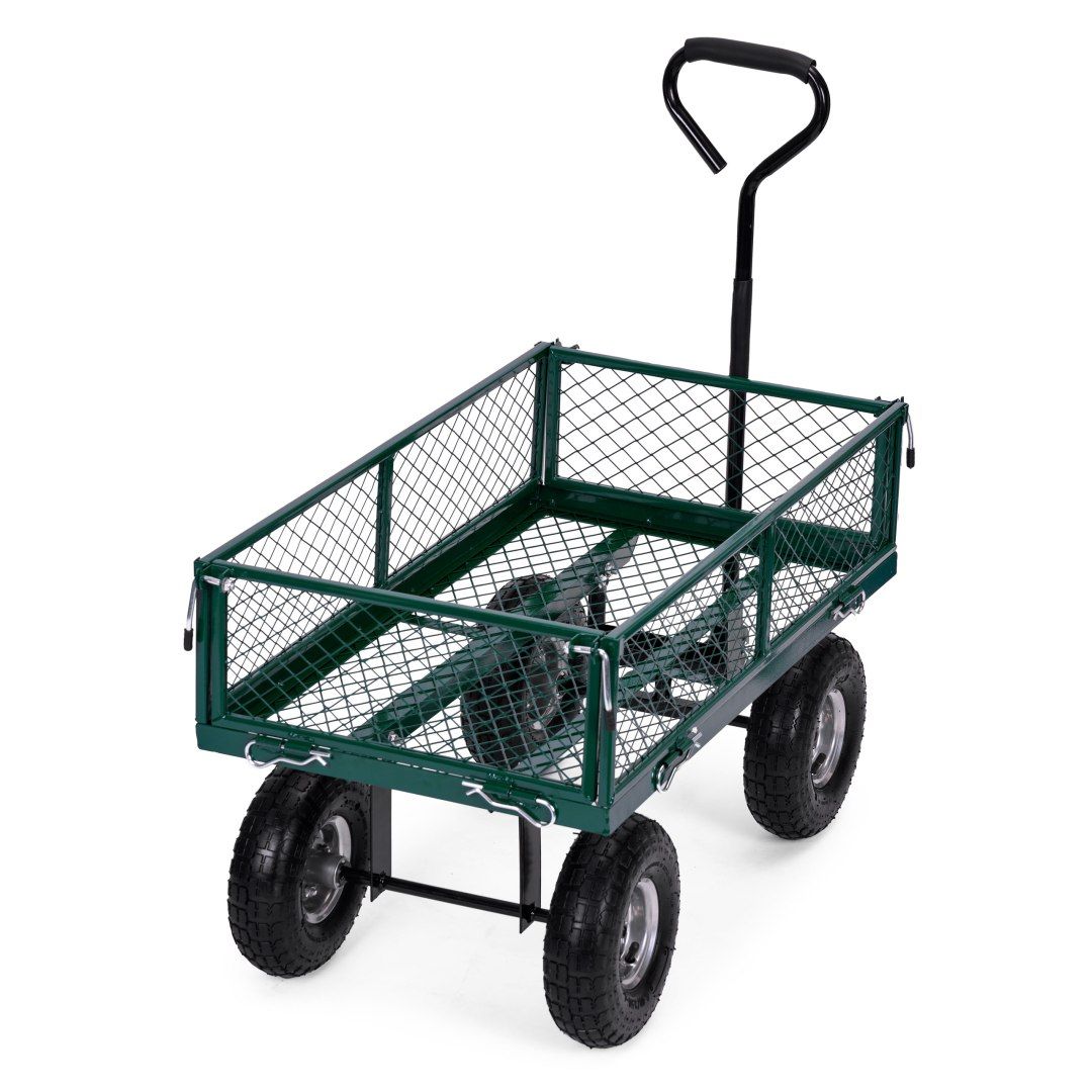 Wózek transportowy ogrodowy 200 kg otwierane burty duże pompowane koła