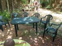 Conjunto de jardim, mesa e 6 cadeiras