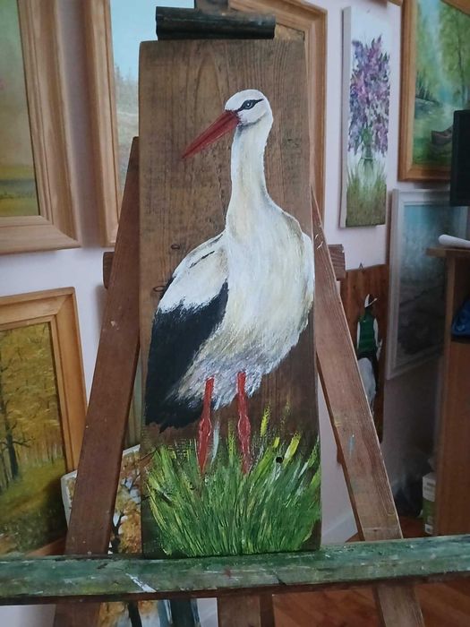 Koguty, bociany,konie, kwiaty na deskach! Ręcznie malowane.