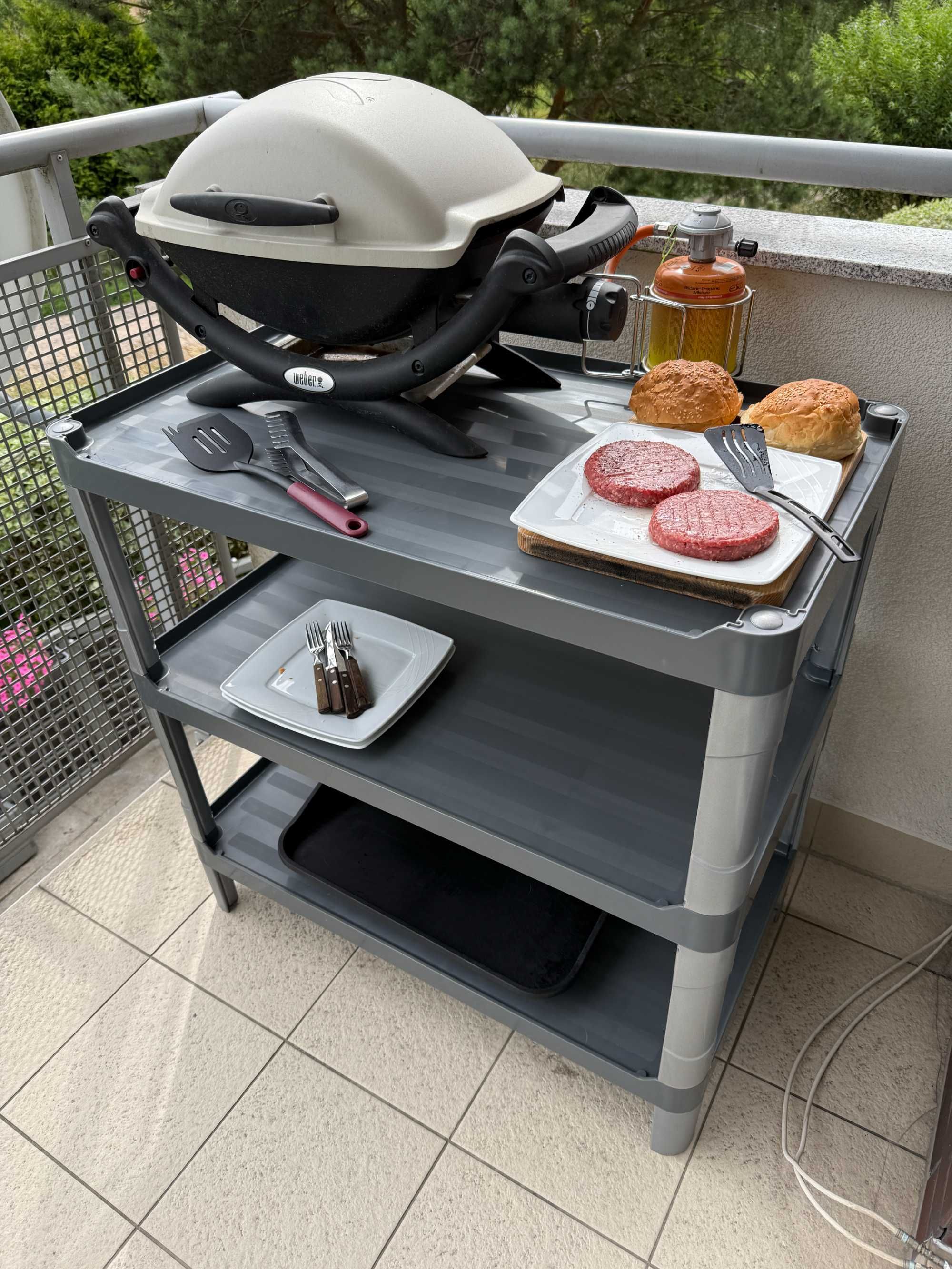 Stolik grillowy do grilla ogrodowy na balkon regał