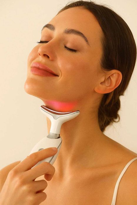 Мікрострумовий масажер для обличчя та шиї ES-1081 з LED та підігрівом