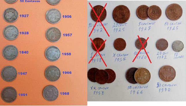 23 moedas antigas Centavos 1927_1928_ 1940_ 1947