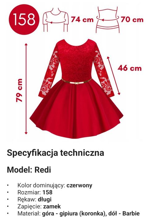 Sukienka czerwona r.158