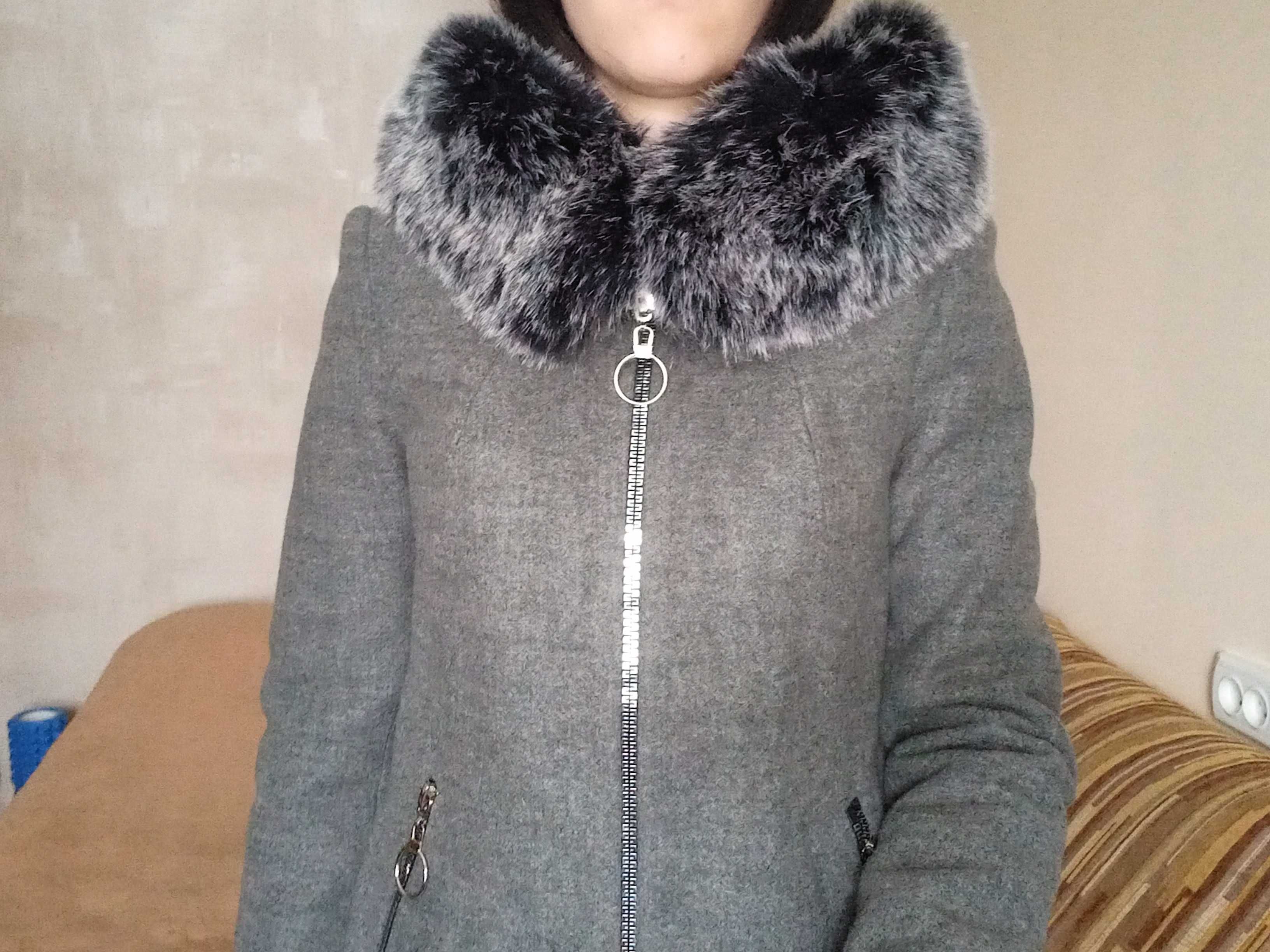 Пальто кашемировое женское евро зима с утеплителем размер 44