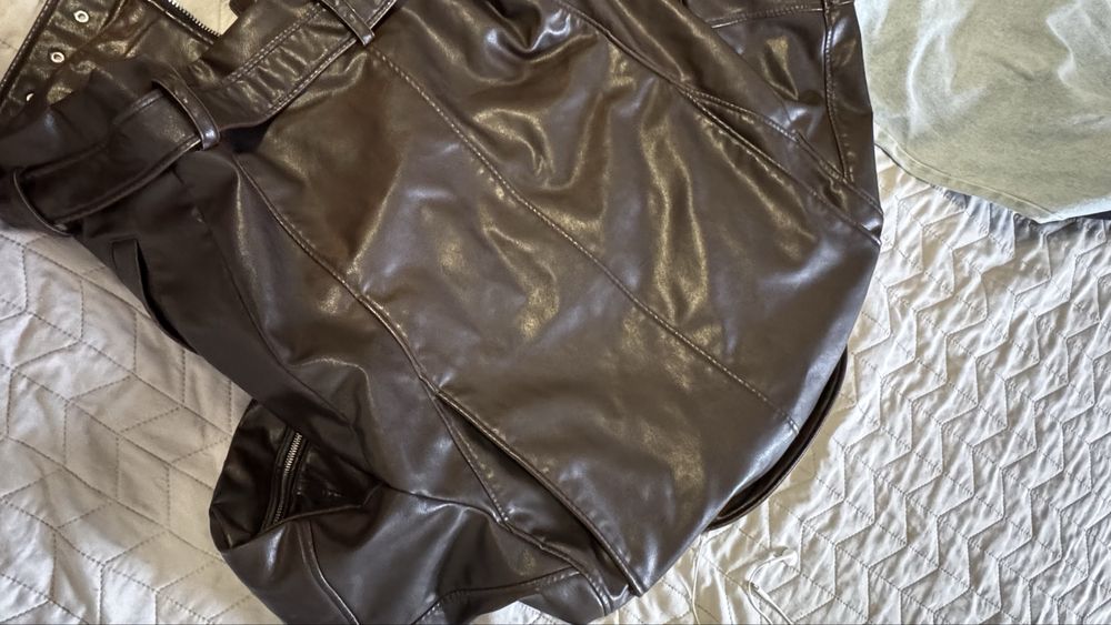 Куртка косуха шкірянка довга Zara