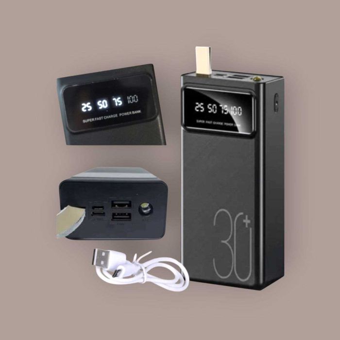 Повербанк зарядка павербанк 30000 реальних часов быстрая таепси ліхтар