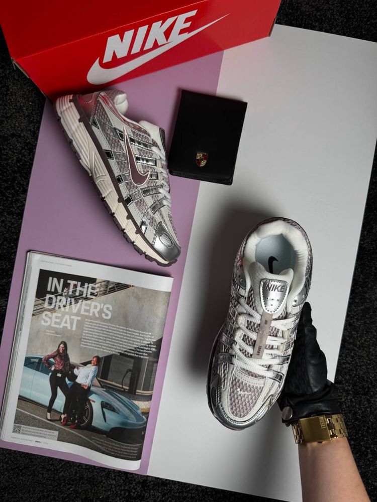 Женские кроссовки найк Nike P-6000 W Silver Maroon [36-41]