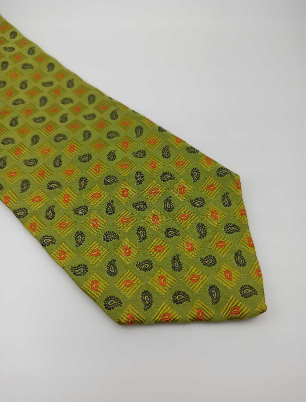 Alexandre zielony jedwabny krawat paisley