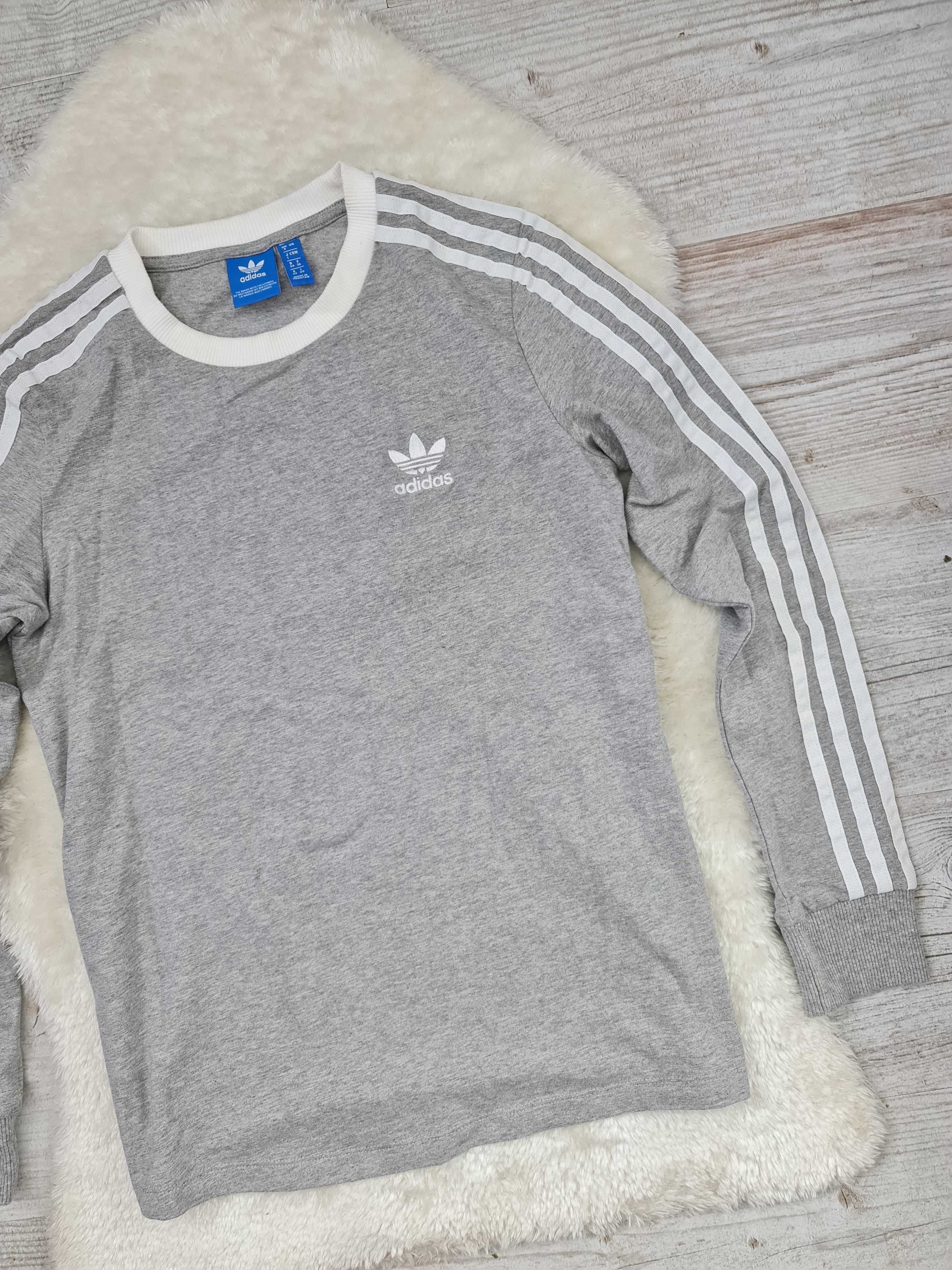 Koszulka T-shirt Adidas Rozmiar S Szara Logo Lampasy 3 Paski trio