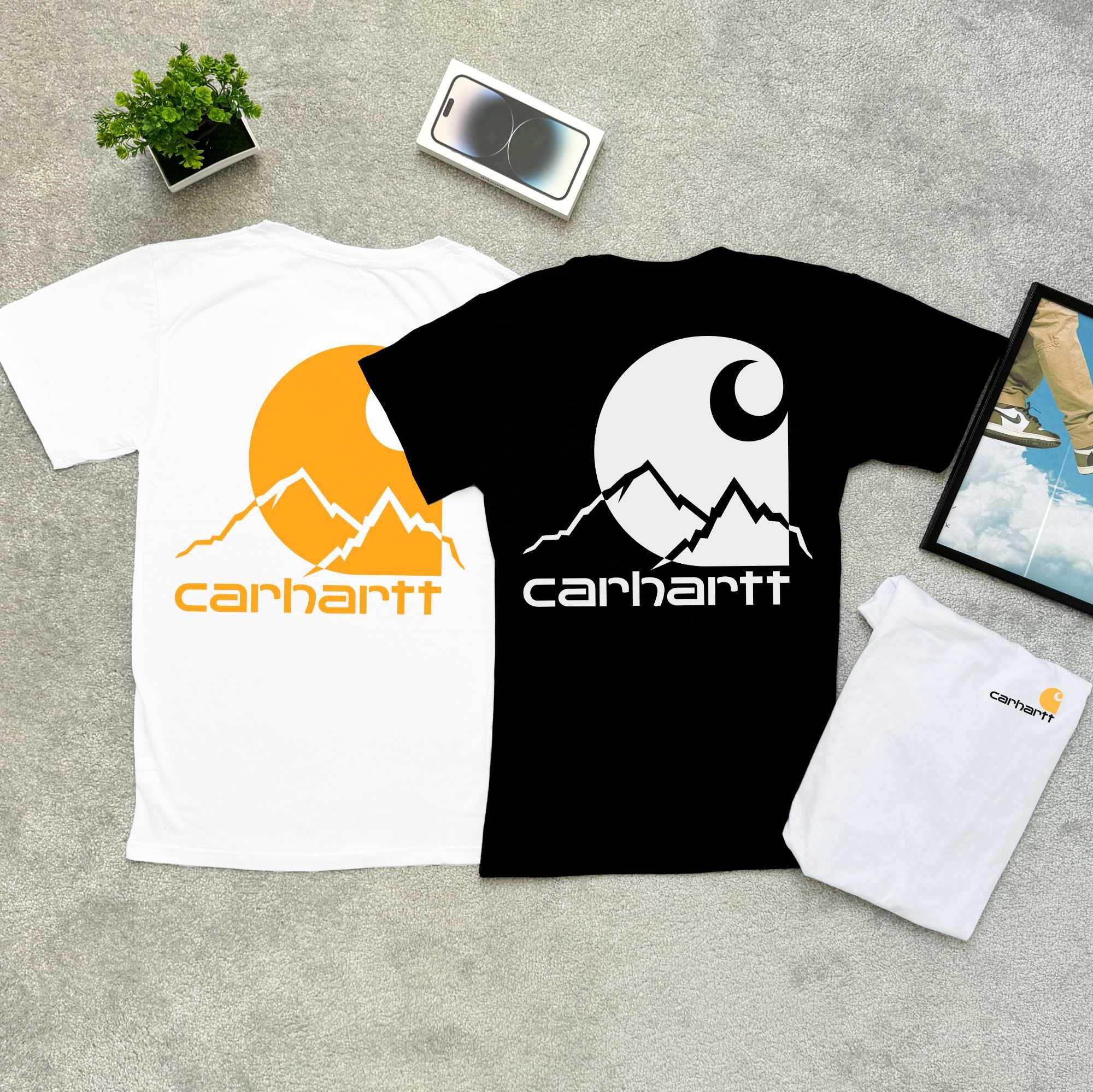 Биг Лого Принт | Футболка Carhartt Skies | С М Л ХЛ | Белая / Черная