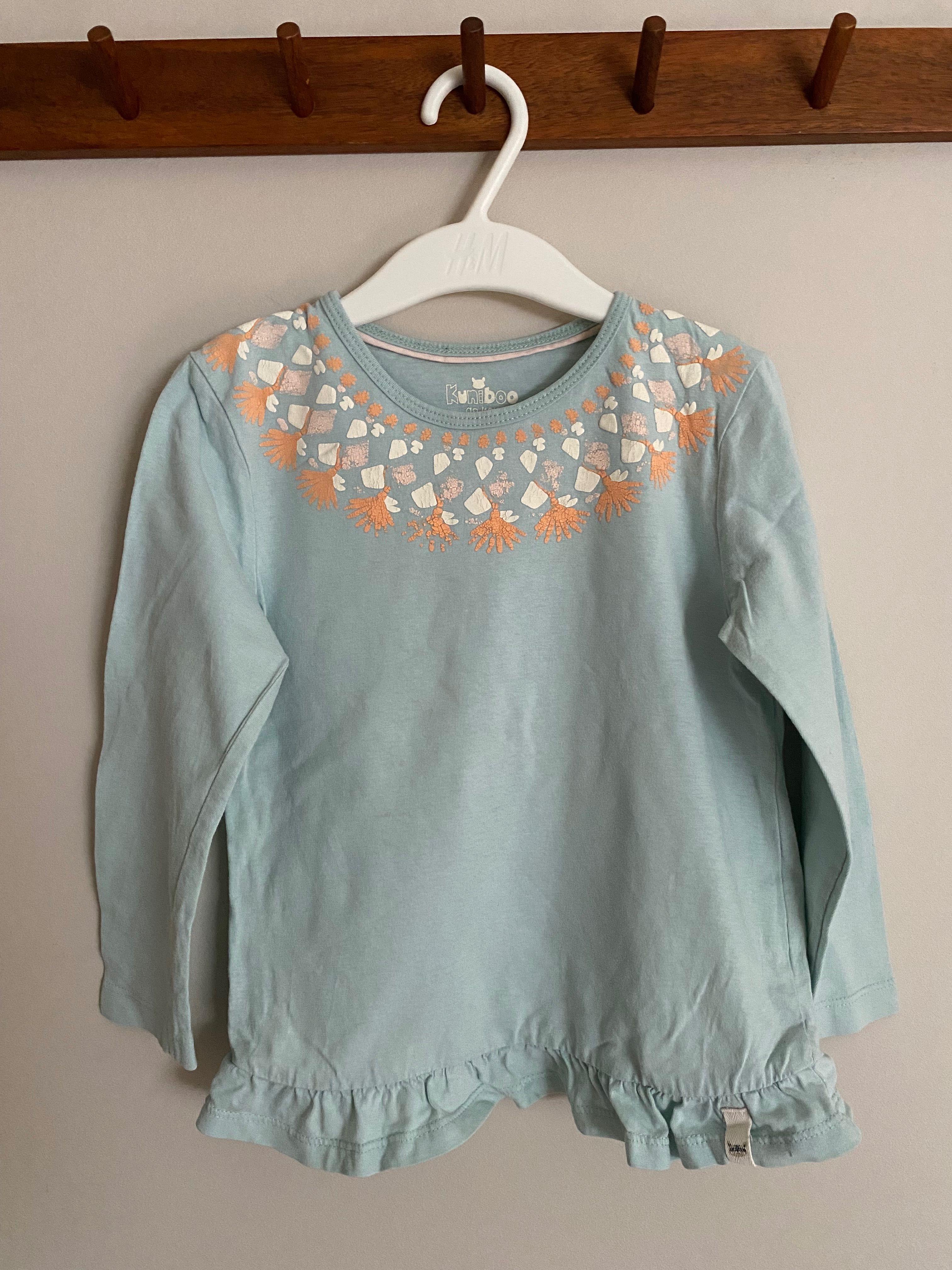 Błękitna koszulka długi rekaw styl boho Kuniboo rozm 98/104