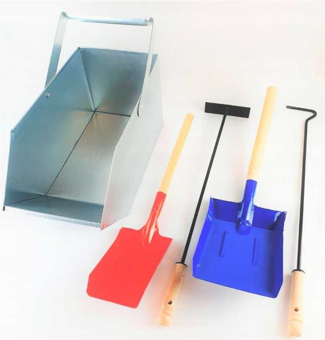 Zestaw 5w1 Węglarka Duża Ocynk Pojemnik Na Węgiel Łopatka Pogrzebacz