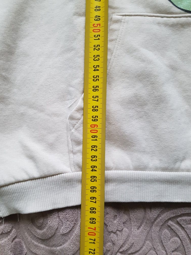 Ładna kremowa dluga bluza,  tunika dresowa z jednorożcem H&M 140-146
