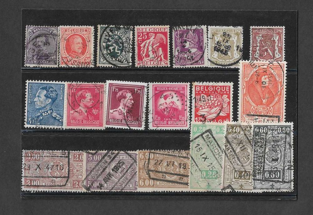 19 selos usados. Bélgica