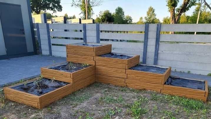 GRZĄDKI BETONOWE podwyższone warzywnik zielnik płyta beton wzór drewno
