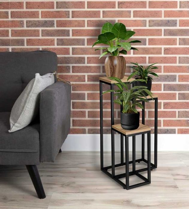 Kwietnik stojący metalowy LOFT industrialny stojak na kwiaty z półkami