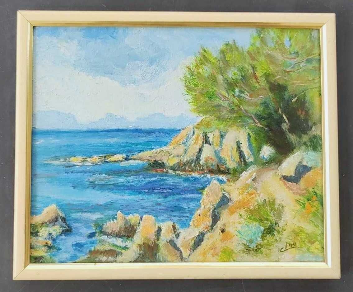 Paisagem marítima e montanha da Provença - Quadro pintura - Óleo