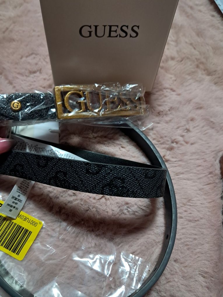 Guess pasek alexie adjust logo logowany monogram z pudełkiem r S 85 id