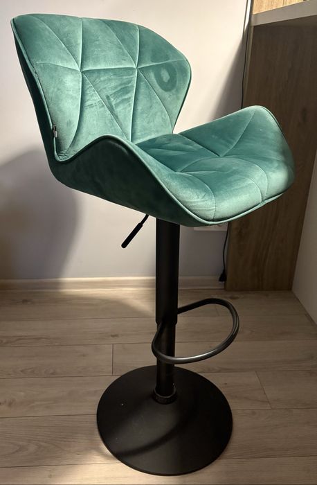 Hoker krzesło do wyspy zielony welur