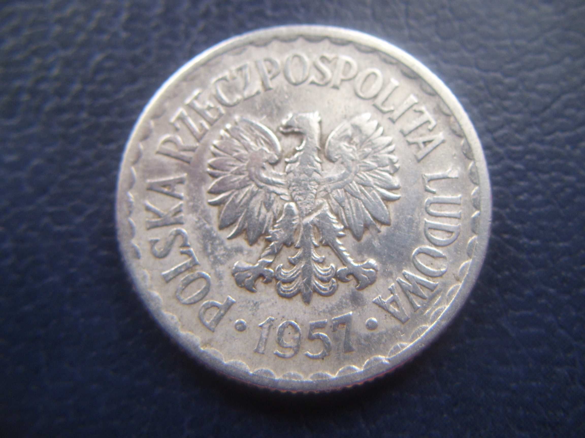 Stare monety 1 złoty 1957 destrukt PRL J