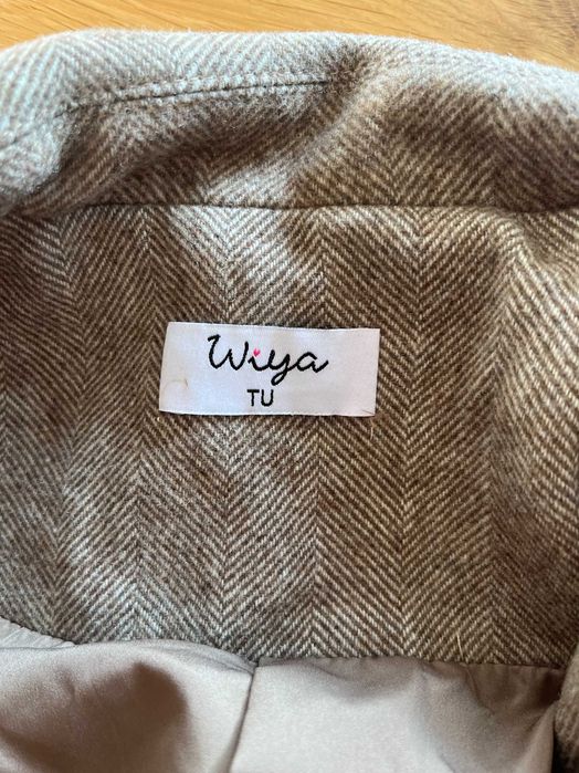 żakiet marynarka damska, bezowo-brazowa, rozmiar uniwersalny