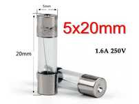 Fusíveis novos de 1.6A 250V (medida 5x20mm)