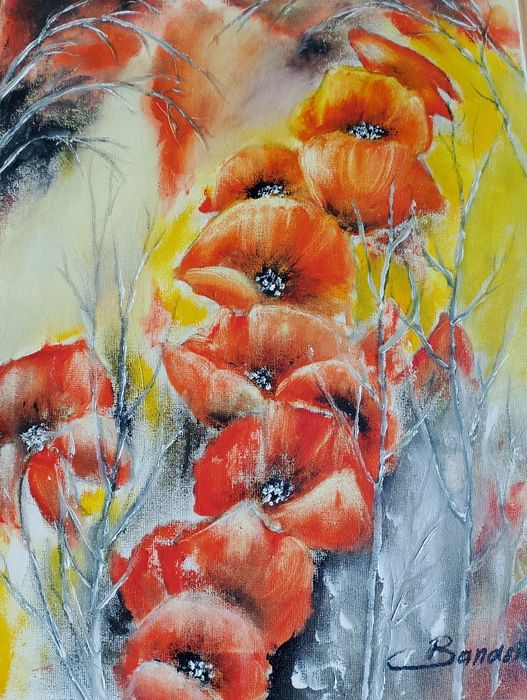 Maki ręcznie malowane na płótnie 30/40 cm