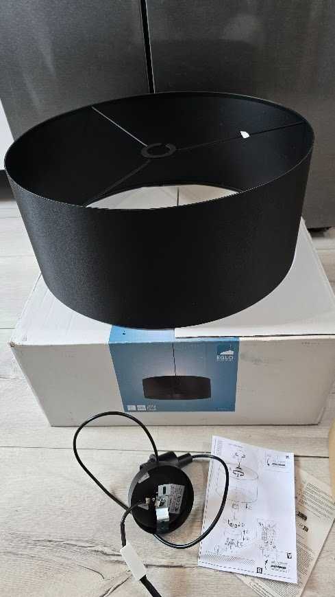 Lampa wisząca Eglo Maserlo 1-punkt E27 ze stali i tkaniny  czarna