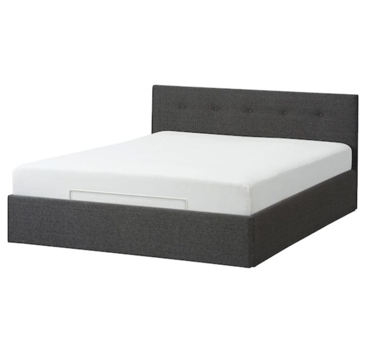 Łóżko ikea z podnoszonym pojemnikiem.