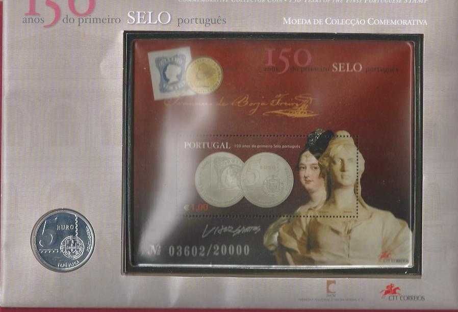 Moeda e   Selo 150 Anos 1º  selo interessante