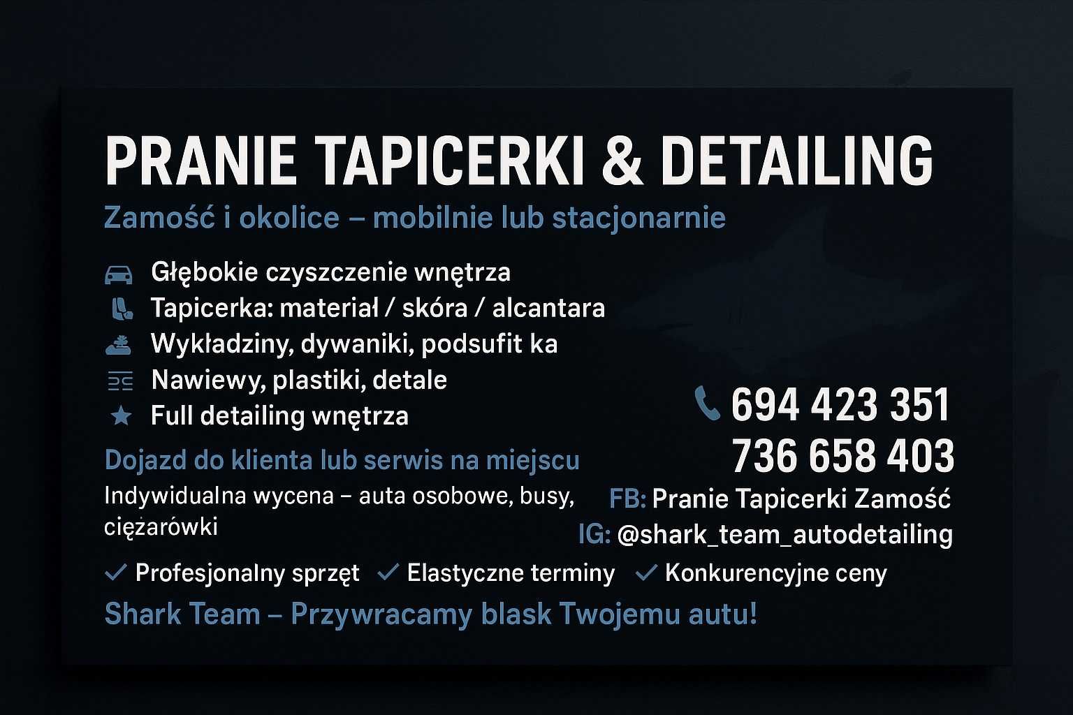 Pranie Tapicerki Czyszczenie Wnętrza Pojazdów Zamość