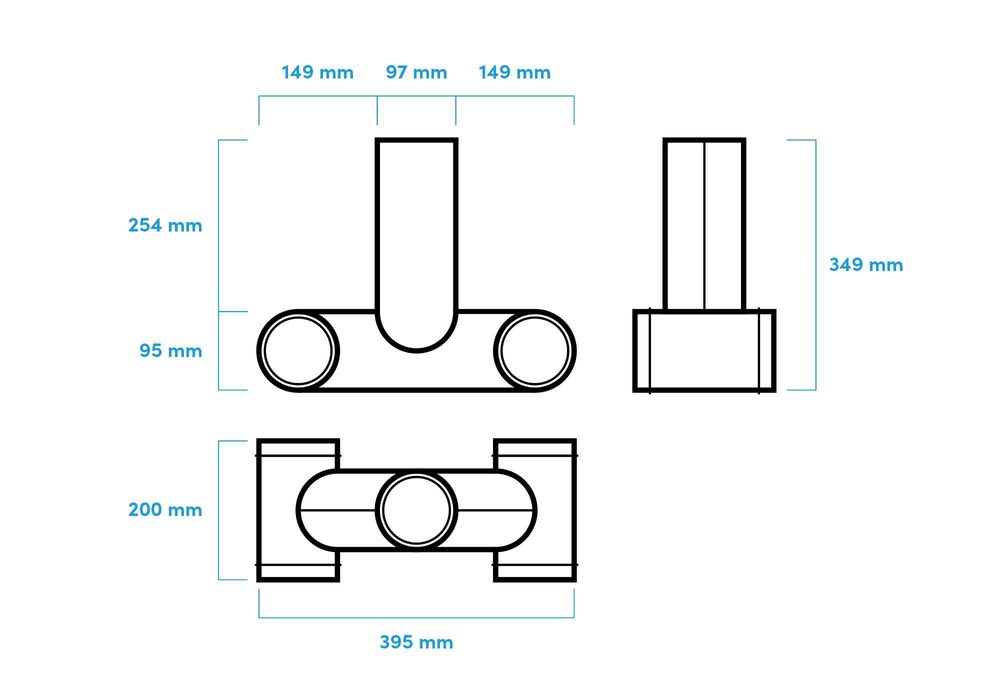 Peça em T para tubagem de ventilação/ exaustão (100mm)