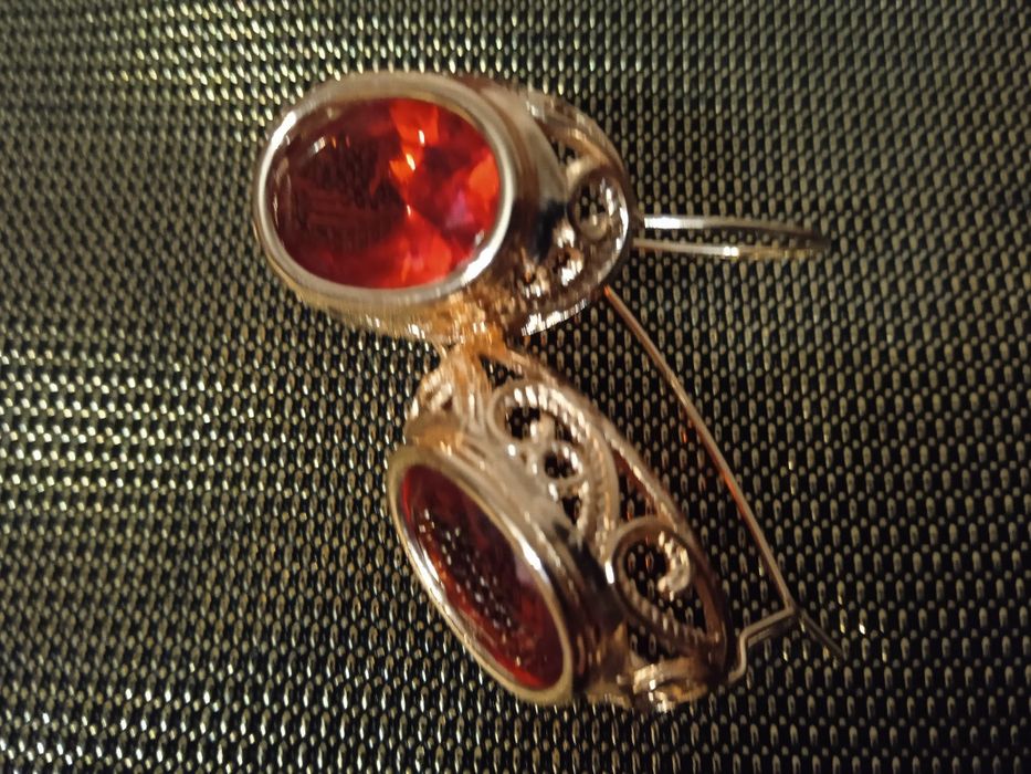 Серьги СССР с рубином