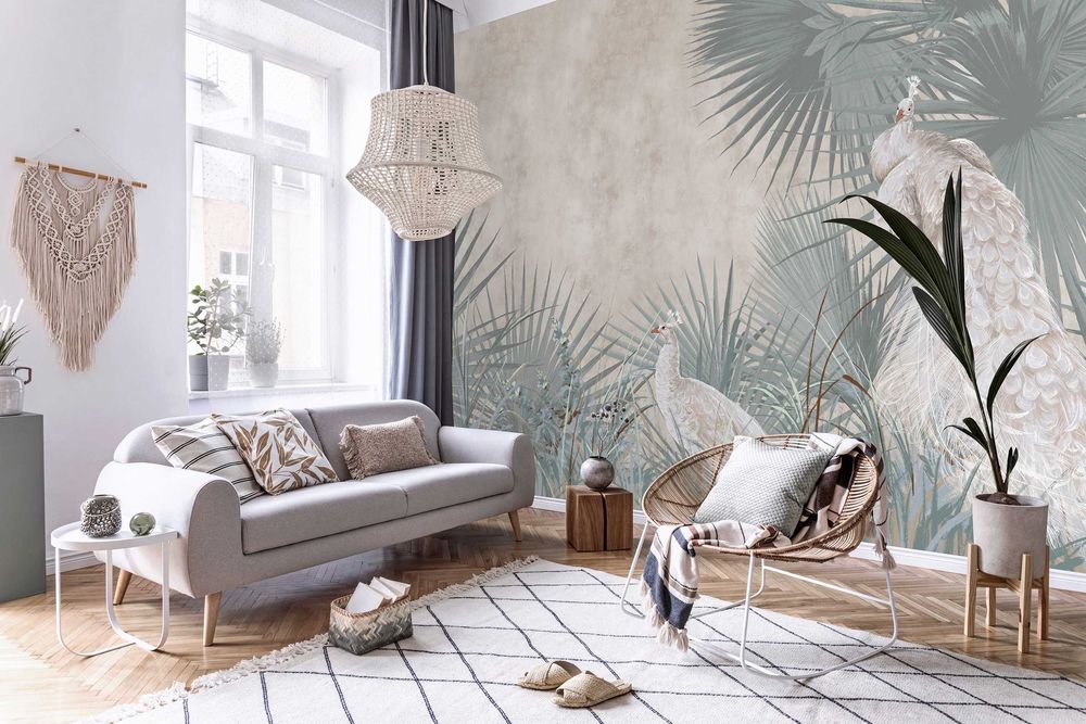 Fototapeta Kwiaty Liście Beż Glamour Tapeta 3D Twój Rozmiar + KLEJ