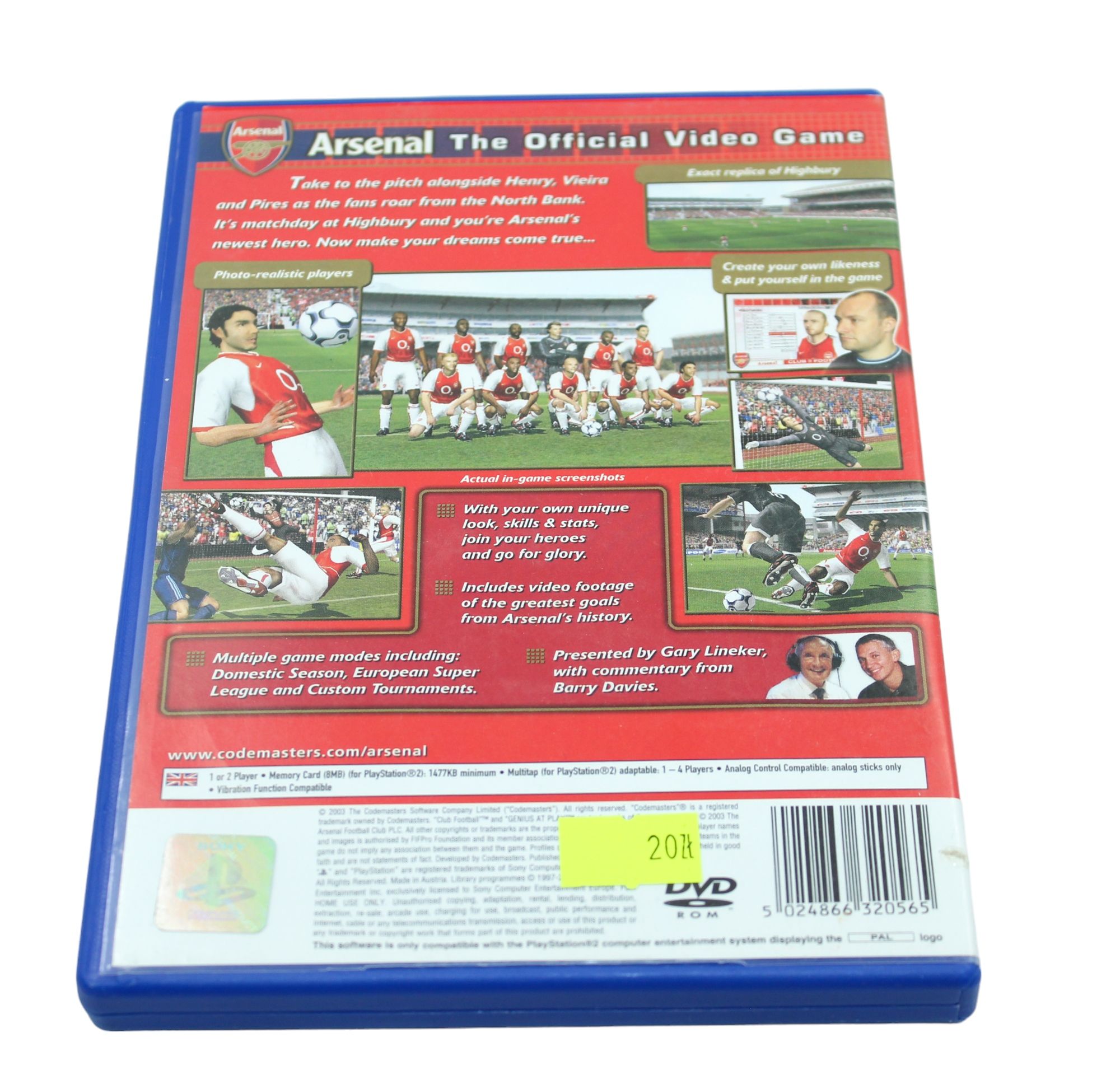 Arsenal Club Football 2003/04 Season PS2 PlayStation 2
